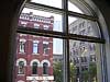 View of Exchange District through arched window