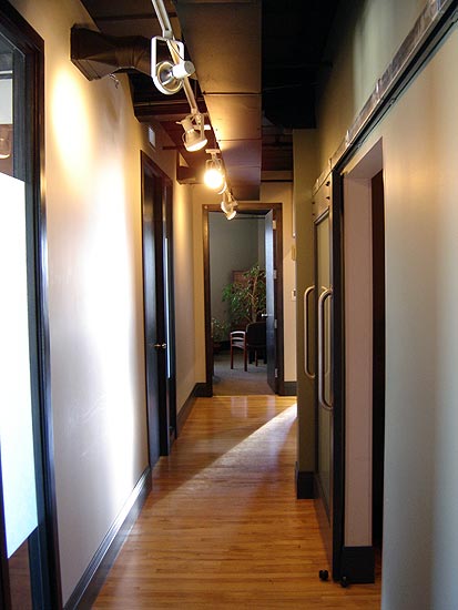 Modern office hallway