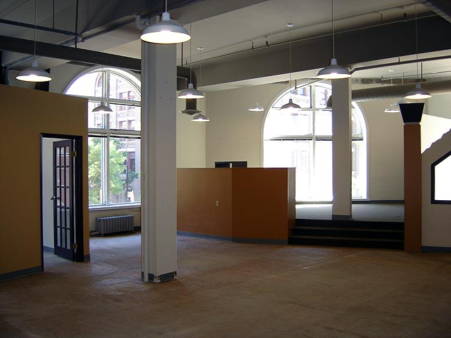 Office with large arched windows